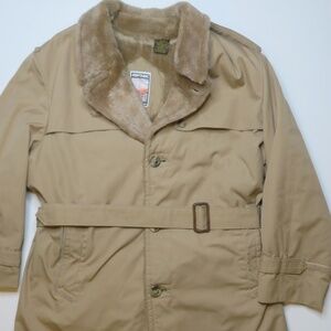 Mighty Mac Gloucester Jacket Faux Sherpa Lined Trench Coat Mens‎ 46 R Vintage